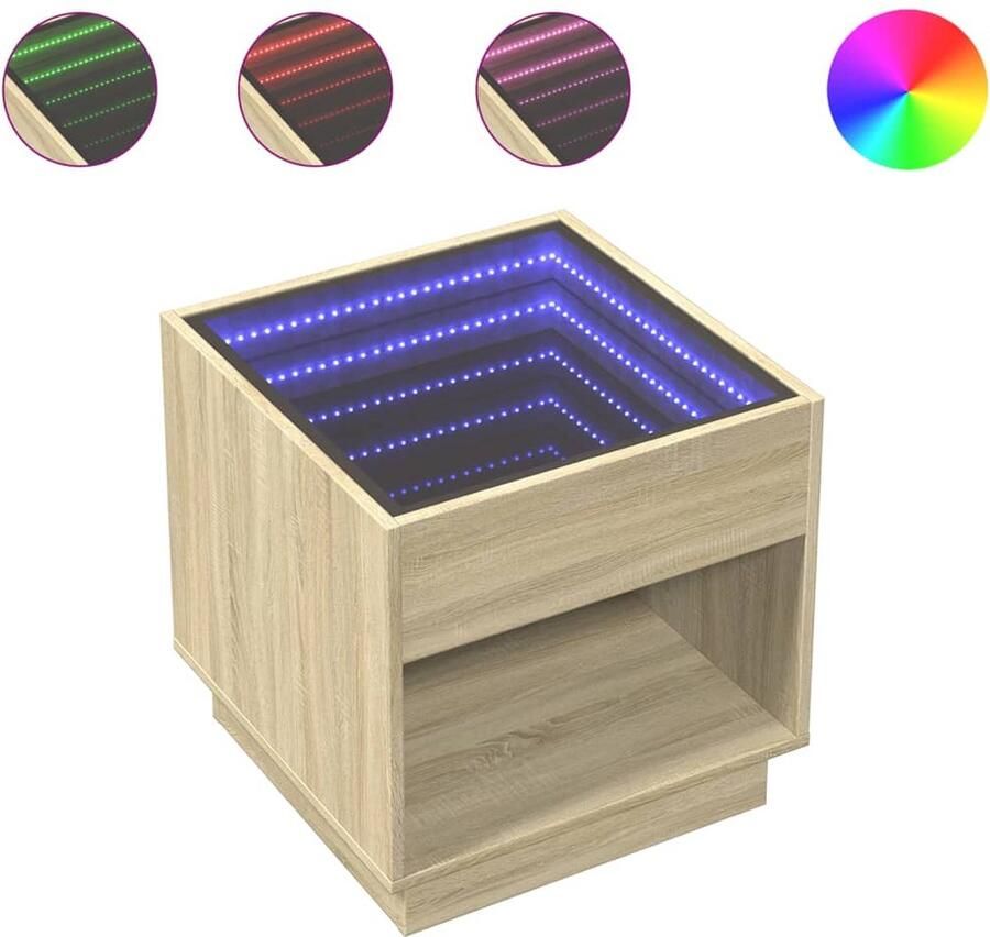 VidaXL Salontafel met Infinity LED 50x50x50 cm sonoma eikenkleurig