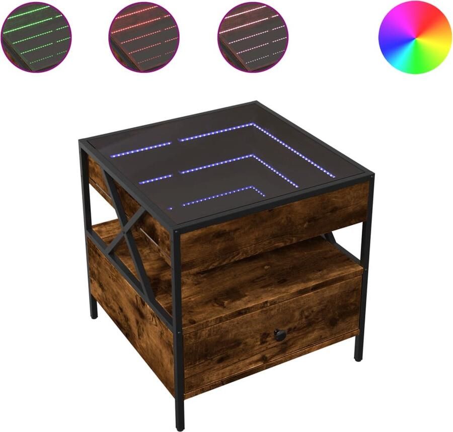 VidaXL Salontafel met Infinity LED 50x50x51 cm gerookt eikenkleurig