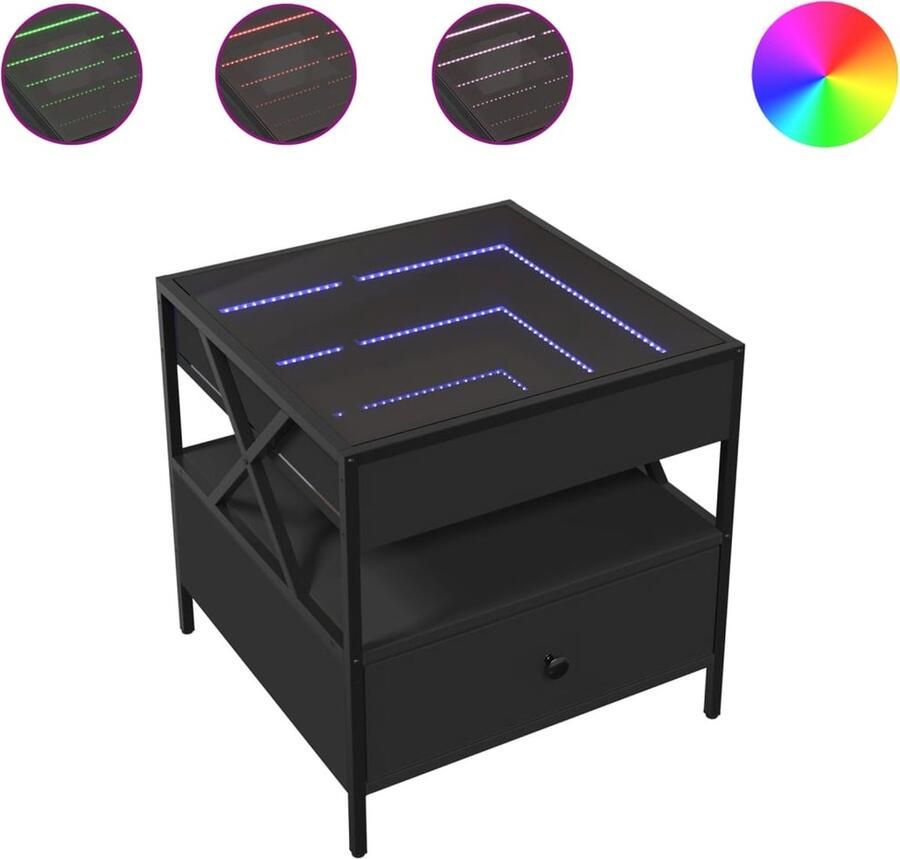 VidaXL Salontafel met Infinity LED 50x50x51 cm zwart