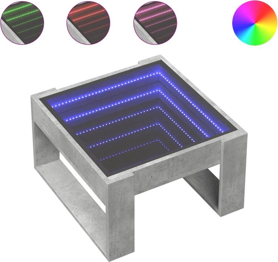 VidaXL Salontafel met Infinity LED 50x53x30 cm betongrijs