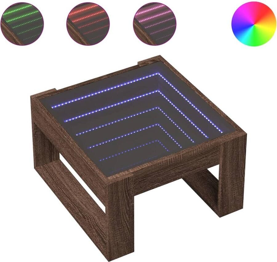 VidaXL Salontafel met Infinity LED 50x53x30 cm bruin eikenkleurig
