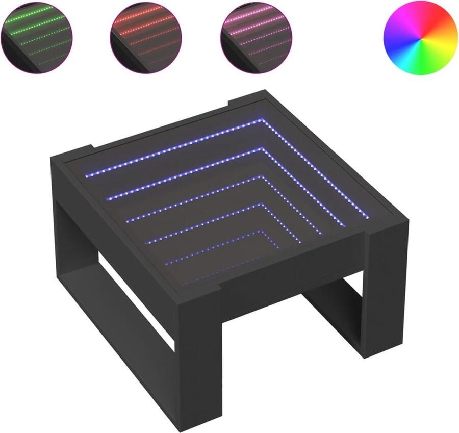 VidaXL Salontafel met Infinity LED 50x53x30 cm zwart