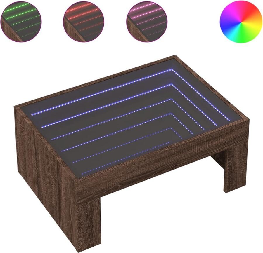 VidaXL Salontafel met Infinity LED 70x50x30 cm bruin eikenkleurig