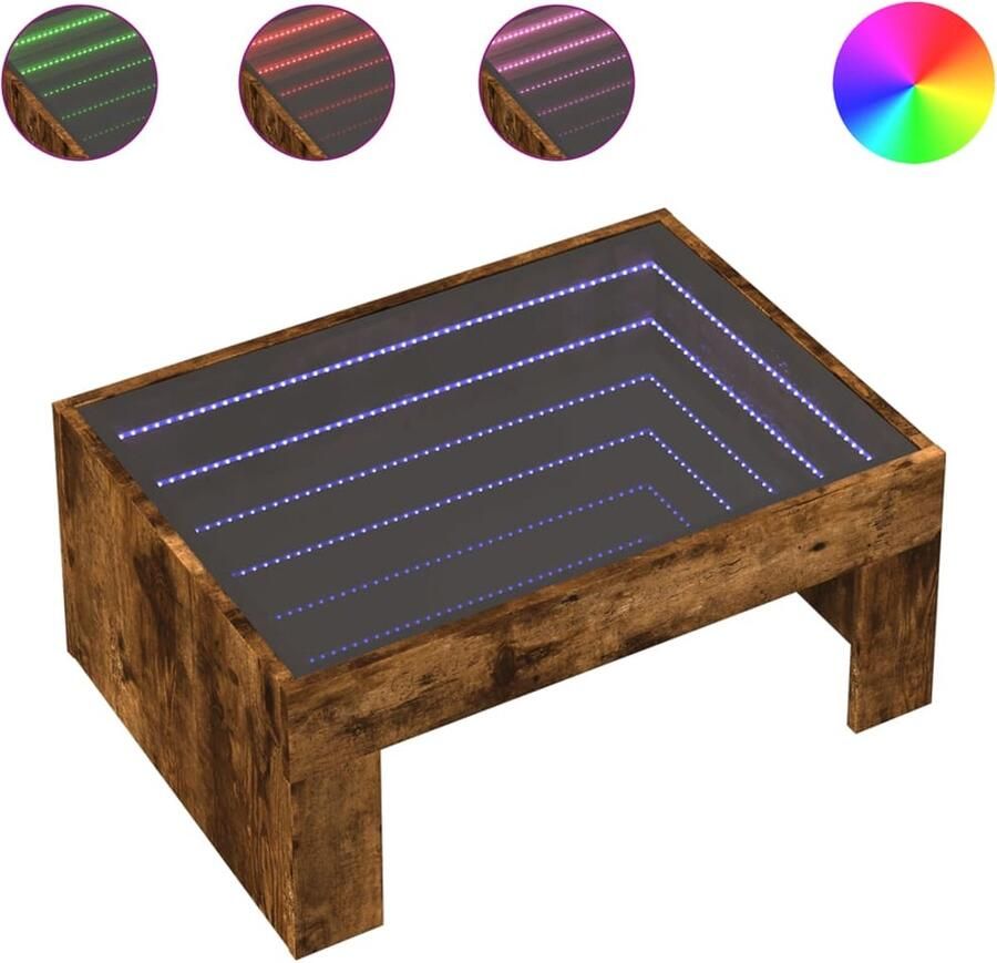 VidaXL Salontafel met Infinity LED 70x50x30 cm gerookt eikenkleurig