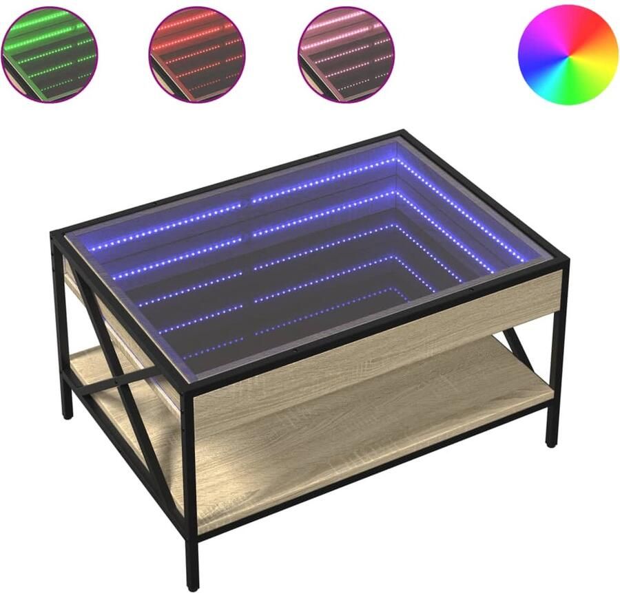VidaXL Salontafel met Infinity LED 70x50x38 cm sonoma eikenkleurig