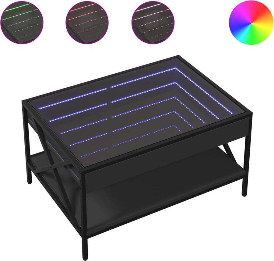 VidaXL Salontafel met Infinity LED 70x50x38 cm zwart