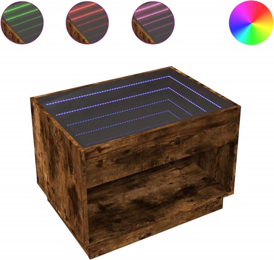 VidaXL Salontafel met Infinity LED 70x50x50 cm gerookt eikenkleurig