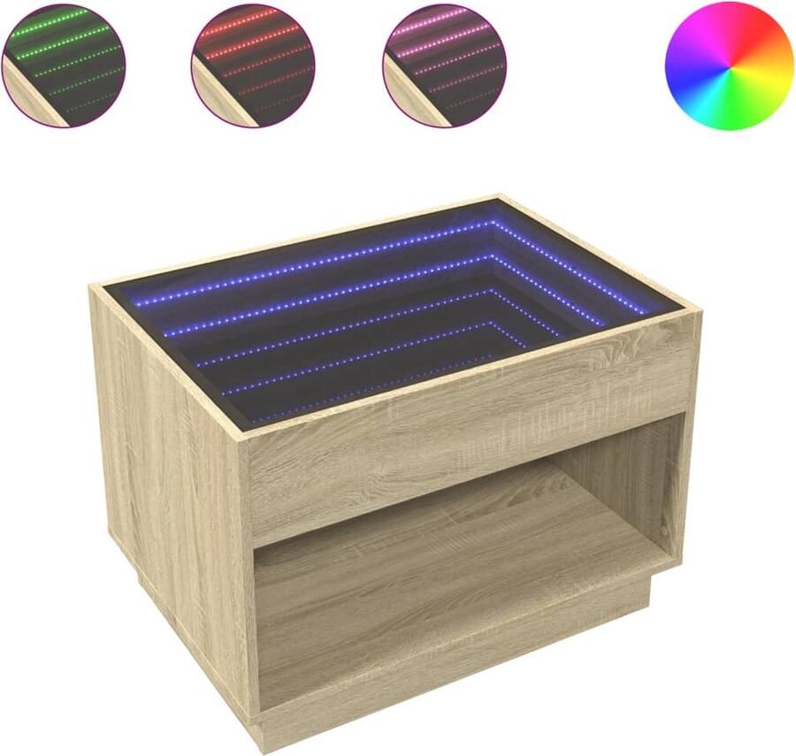 VidaXL Salontafel met Infinity LED 70x50x50 cm sonoma eikenkleurig
