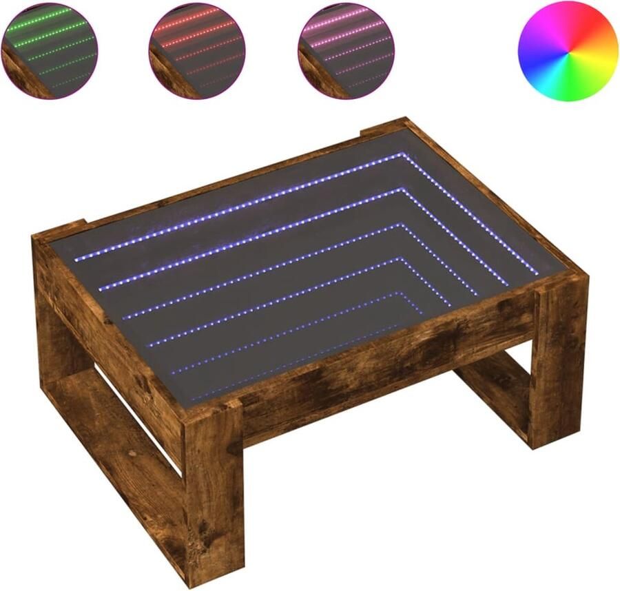 VidaXL Salontafel met Infinity LED 70x53x30 cm gerookt eikenkleurig