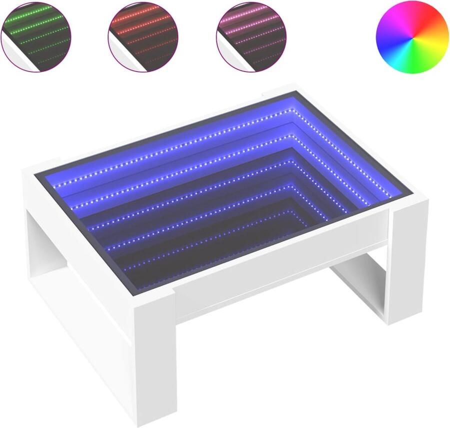 VidaXL Salontafel met Infinity LED 70x53x30 cm wit