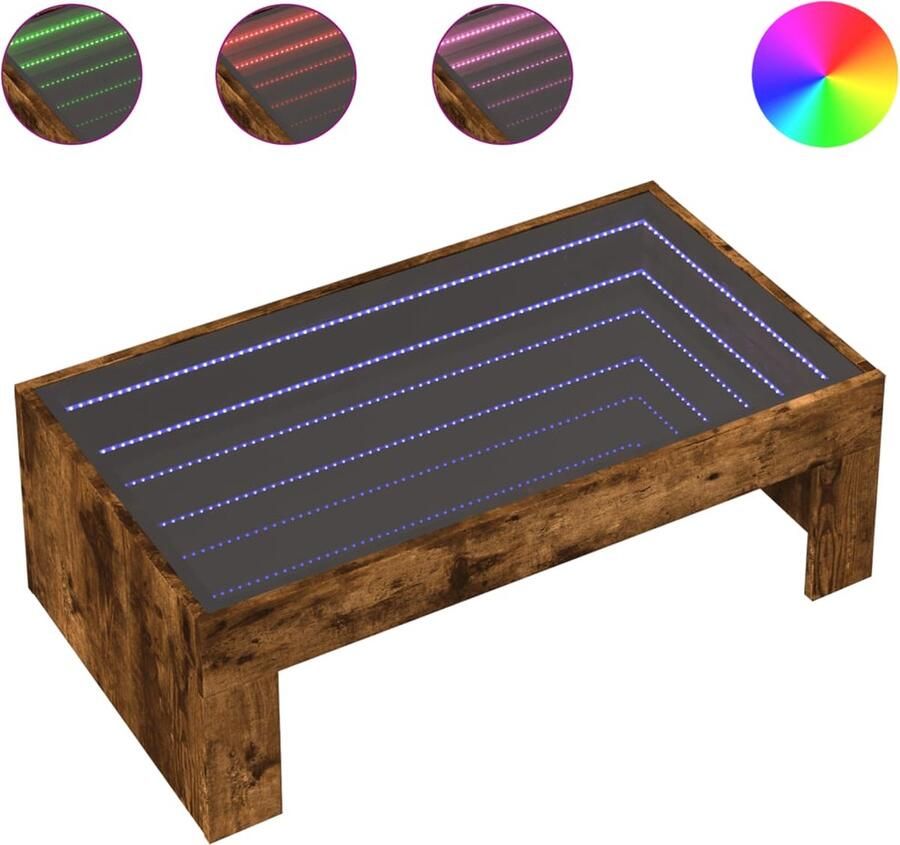 VidaXL Salontafel met Infinity LED 90x50x30 cm gerookt eikenkleurig