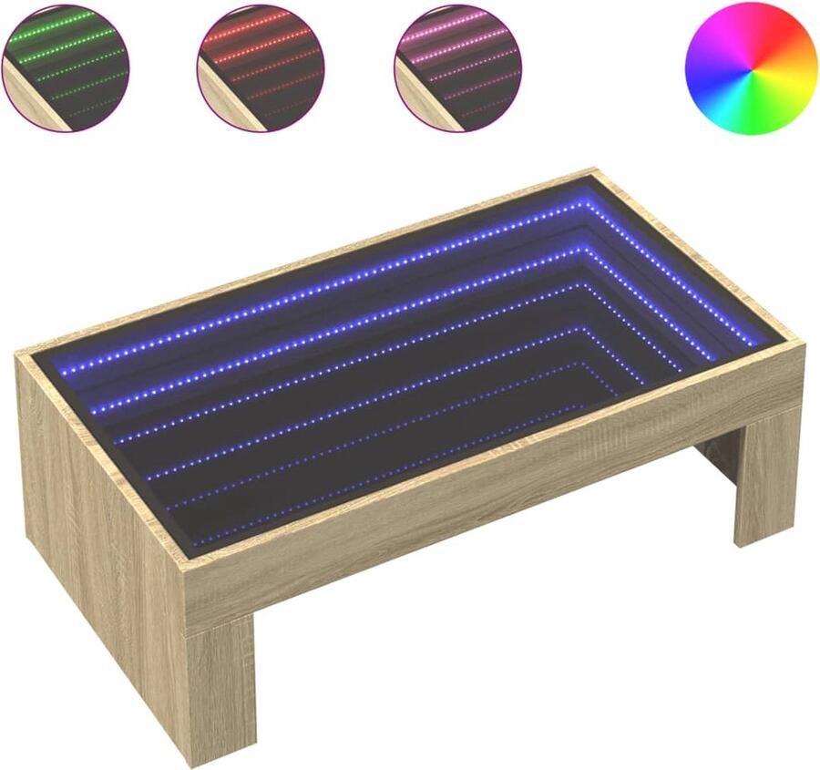 VidaXL Salontafel met Infinity LED 90x50x30 cm sonoma eikenkleurig