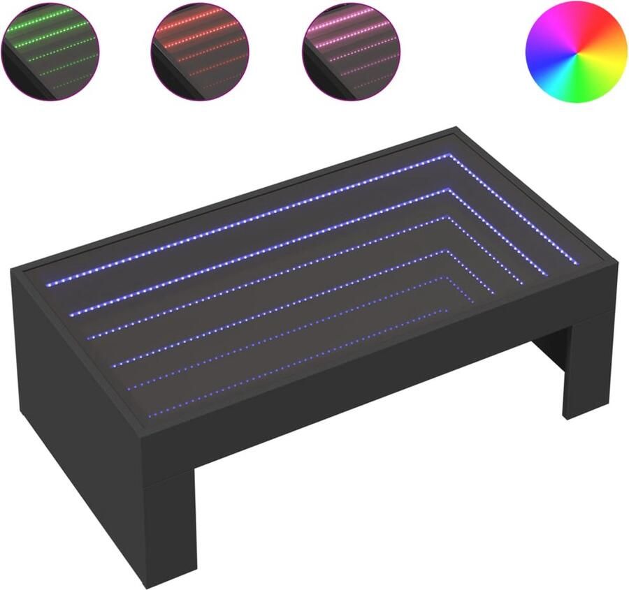 VidaXL Salontafel met Infinity LED 90x50x30 cm zwart