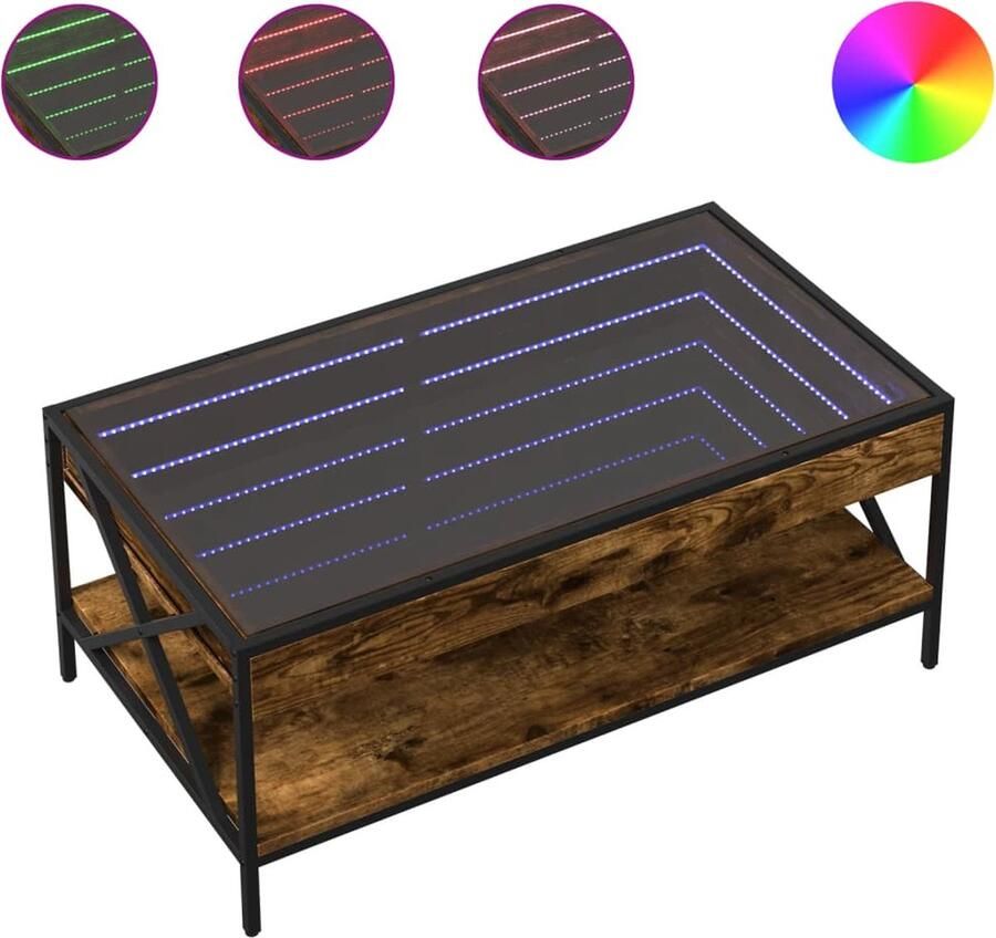 VidaXL Salontafel met Infinity LED 90x50x38 cm gerookt eikenkleurig