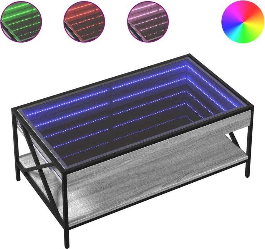 VidaXL Salontafel met Infinity LED 90x50x38 cm grijs sonoma eikenkleur