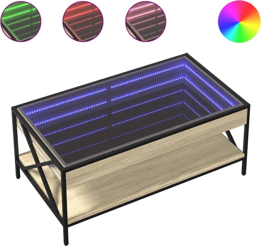 VidaXL Salontafel met Infinity LED 90x50x38 cm sonoma eikenkleurig