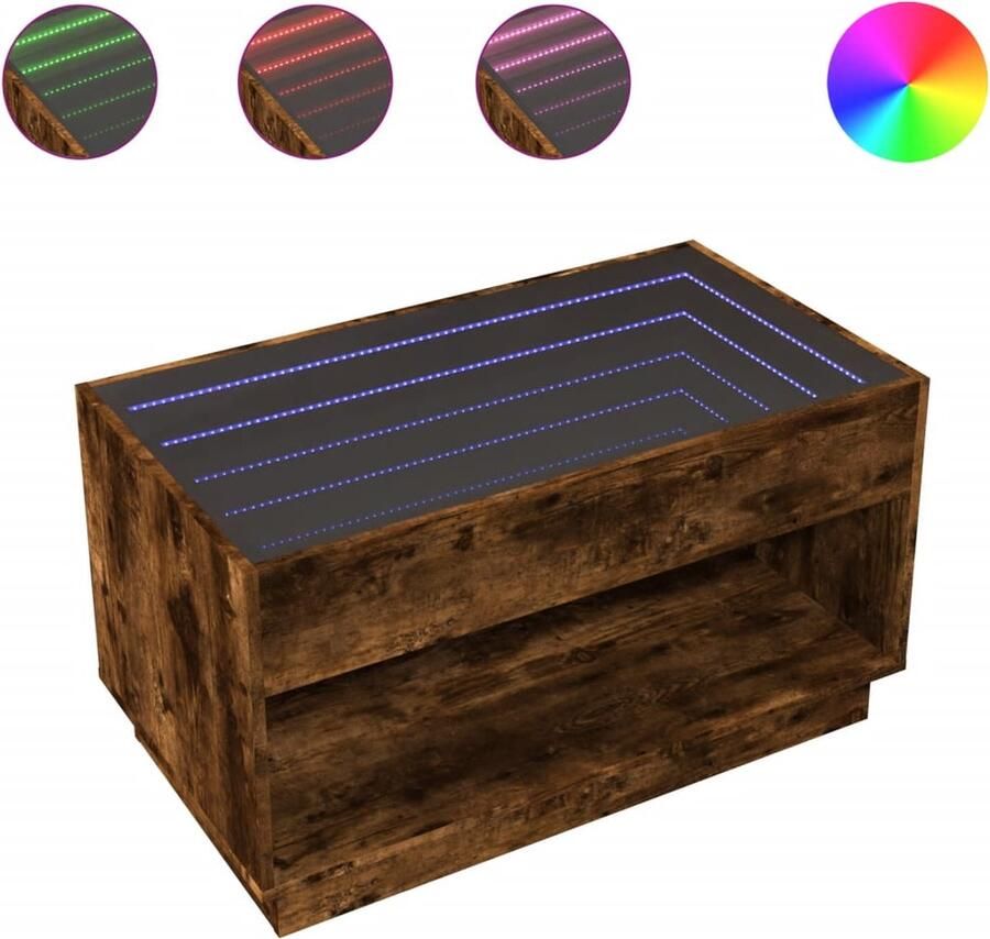 VidaXL Salontafel met Infinity LED 90x50x50 cm gerookt eikenkleurig