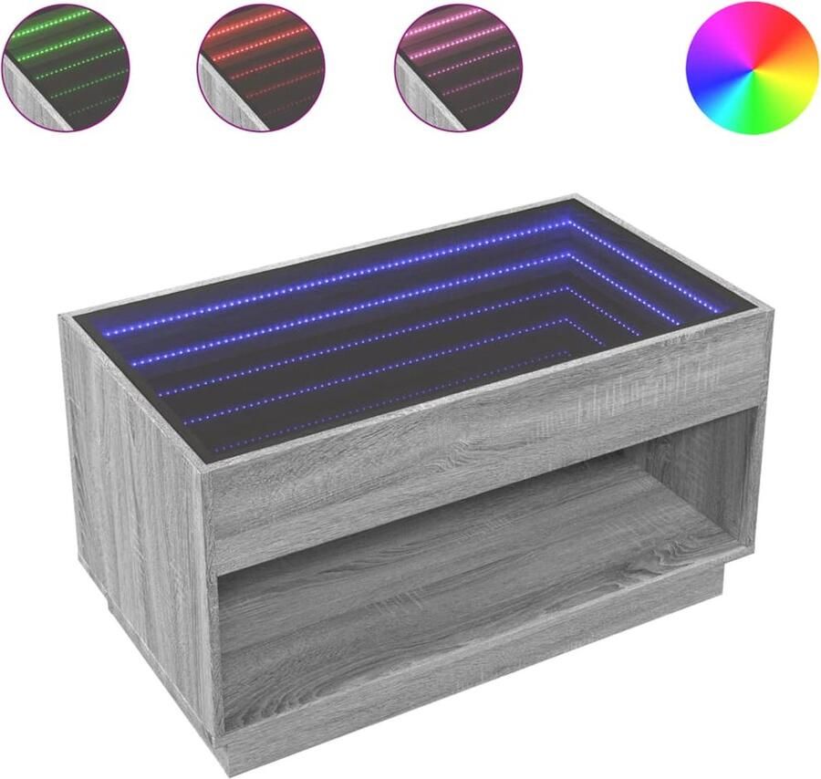 VidaXL Salontafel met Infinity LED 90x50x50 cm grijs sonoma eikenkleur