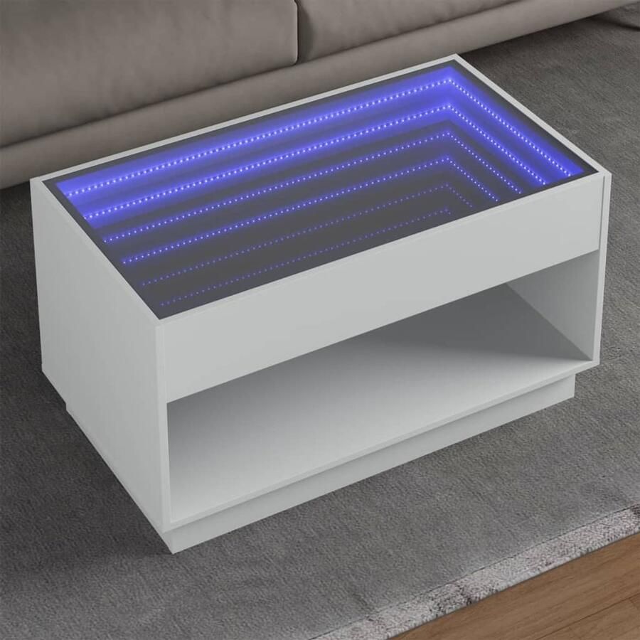 VidaXL Salontafel met Infinity LED 90x50x50 cm wit