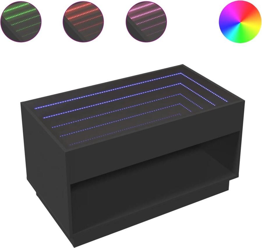 VidaXL Salontafel met Infinity LED 90x50x50 cm zwart