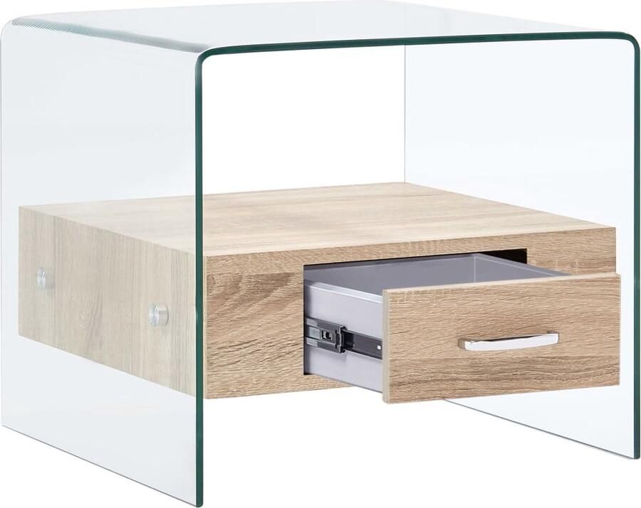 VidaXL -Salontafel-met-lade-50x50x45-cm-gehard-glas - Foto 2