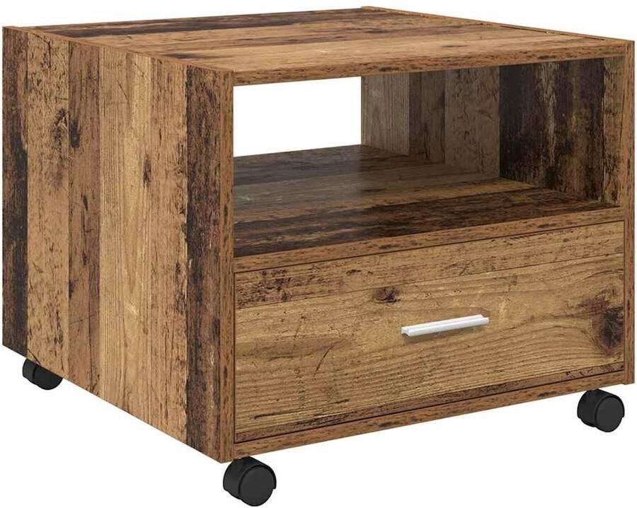 VidaXL Salontafel with Drawer Oud hout 55 x 55 x 45 cm Bewerkt hout