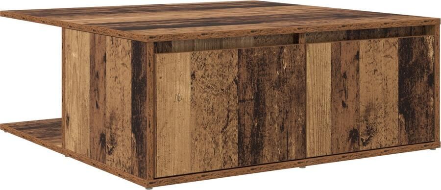 VidaXL Salontafel met lade met opslag Oud hout 80 x 80 x 31 cm Bewerkt hout