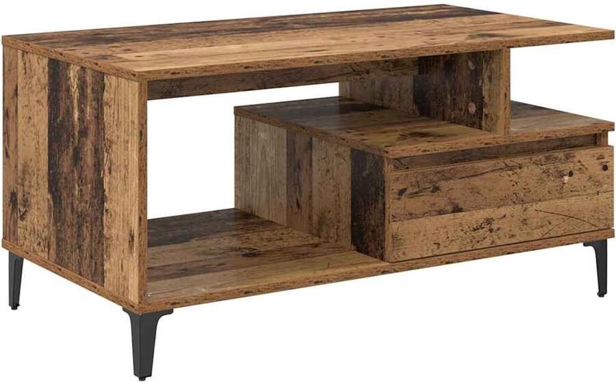 VidaXL Salontafel with Drawer Oud hout 90 x 49 x 45 cm Bewerkt hout
