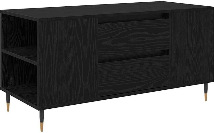 VidaXL Salontafel met lade Zwart eiken 102 x 44.5 x 50 cm Bewerkt hout