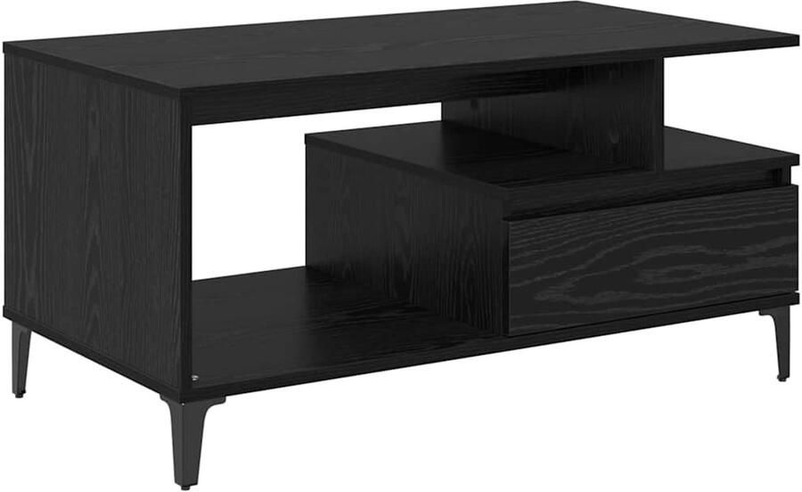 VidaXL Salontafel with Drawer Zwart eiken 90 x 49 x 45 cm Bewerkt hout