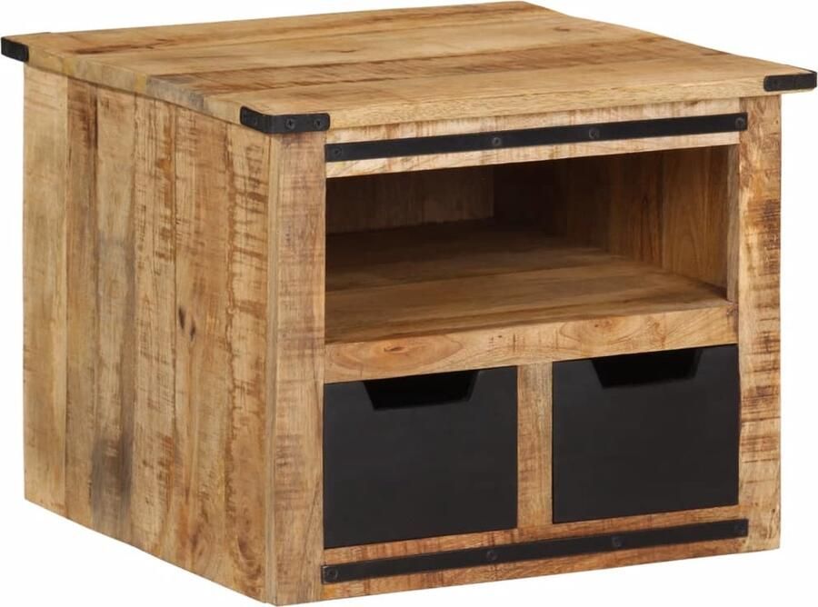 VidaXL Salontafel met lades 50x50x40 cm massief mangohout