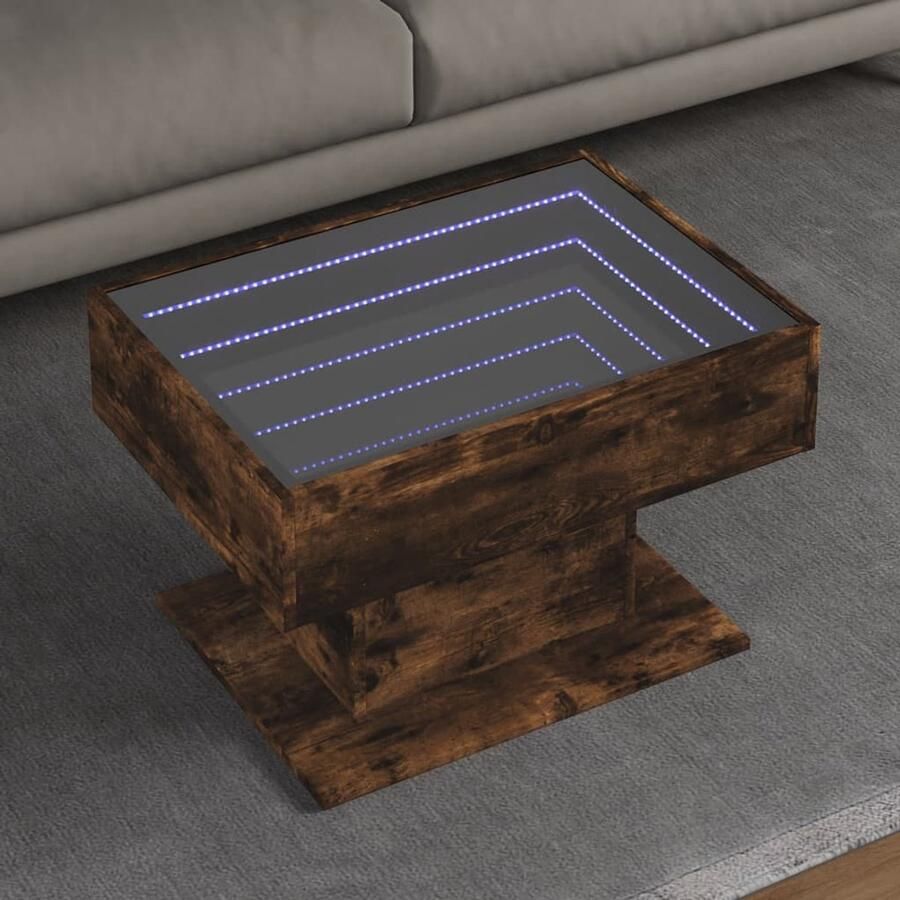 VidaXL Salontafel met LED 70x50x45 cm bewerkt hout gerookt eikenkleur