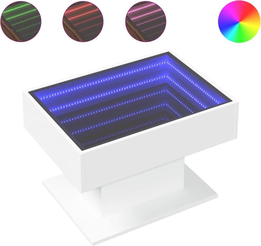 VidaXL Salontafel met LED 70x50x45 cm bewerkt hout wit