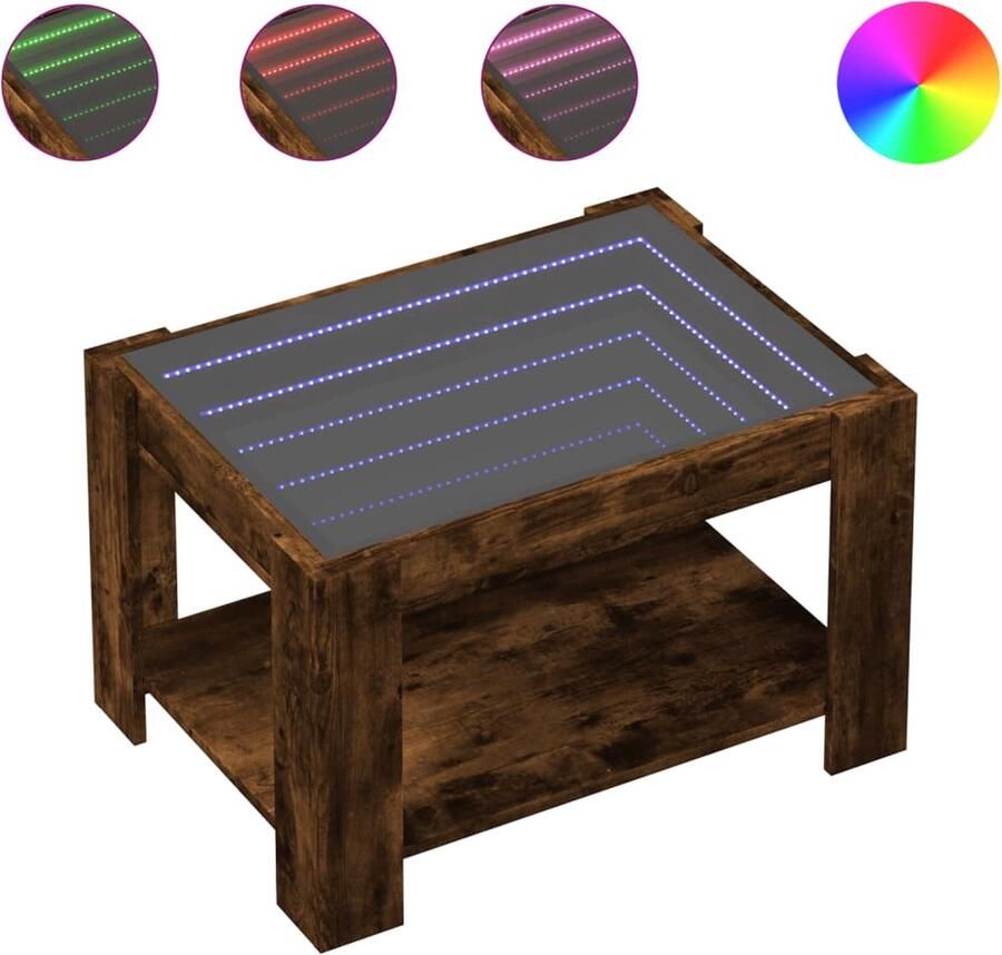 VidaXL Salontafel met LED 73x53x45 cm bewerkt hout gerookt eikenkleur
