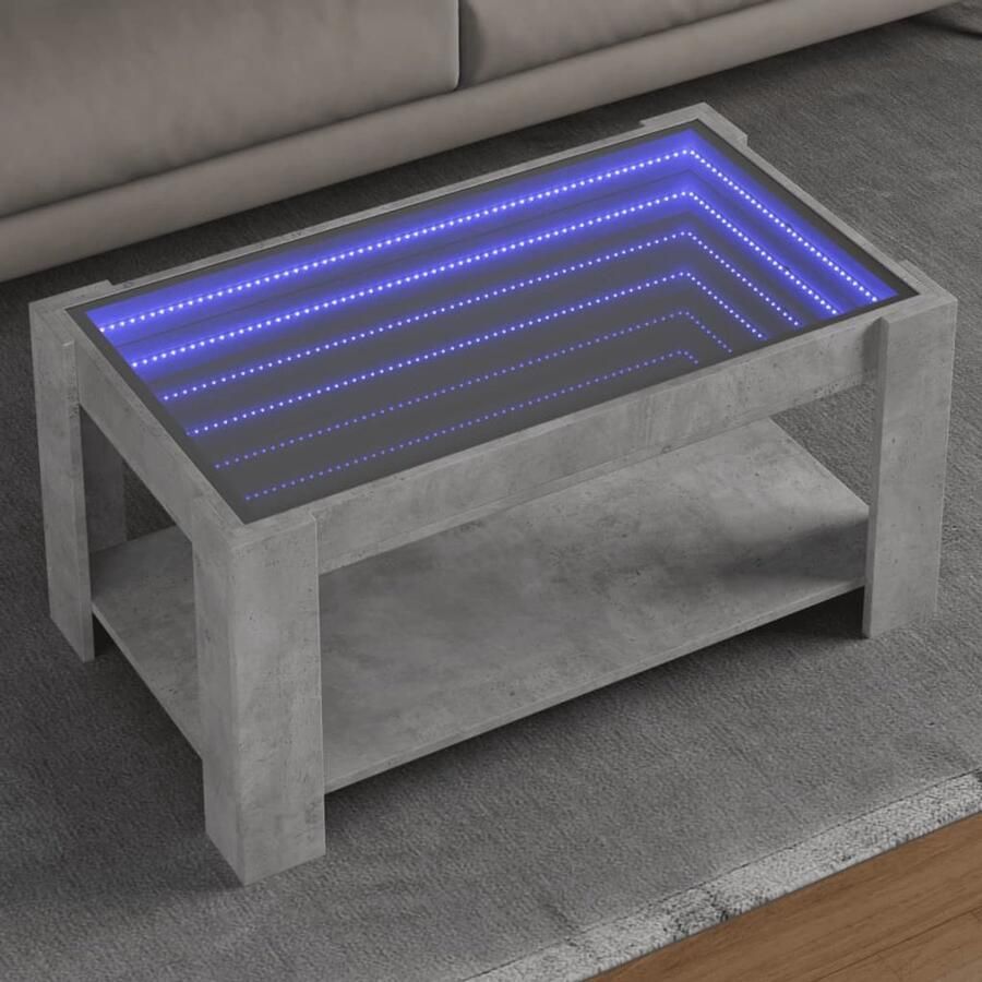 VidaXL Salontafel met LED 93x53x45 cm bewerkt hout betongrijs