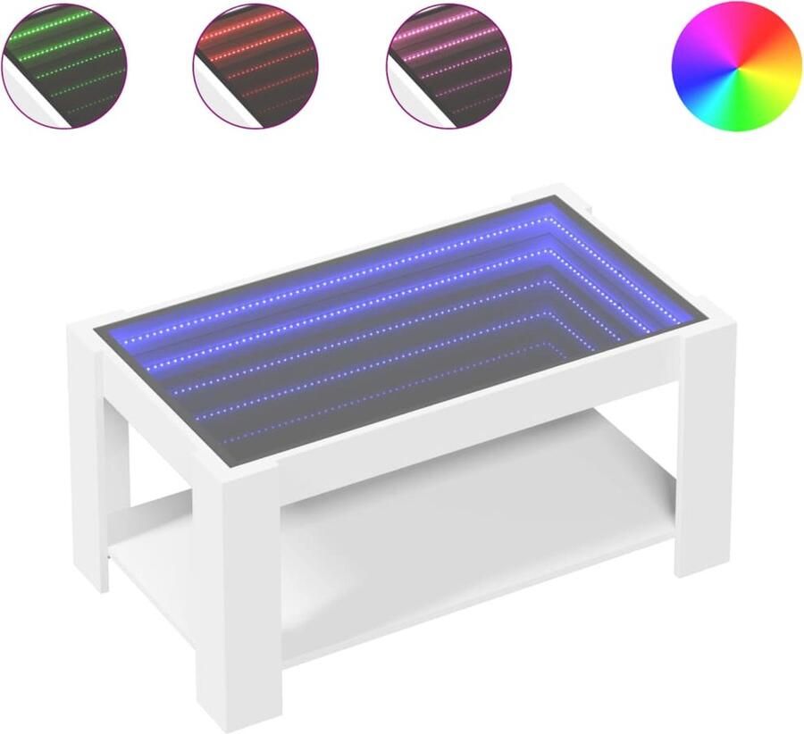 VidaXL Salontafel met LED 93x53x45 cm bewerkt hout wit