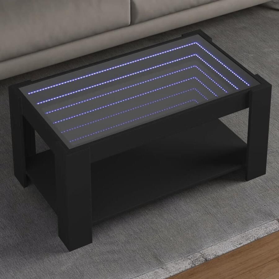 VidaXL Salontafel met LED 93x53x45 cm bewerkt hout zwart