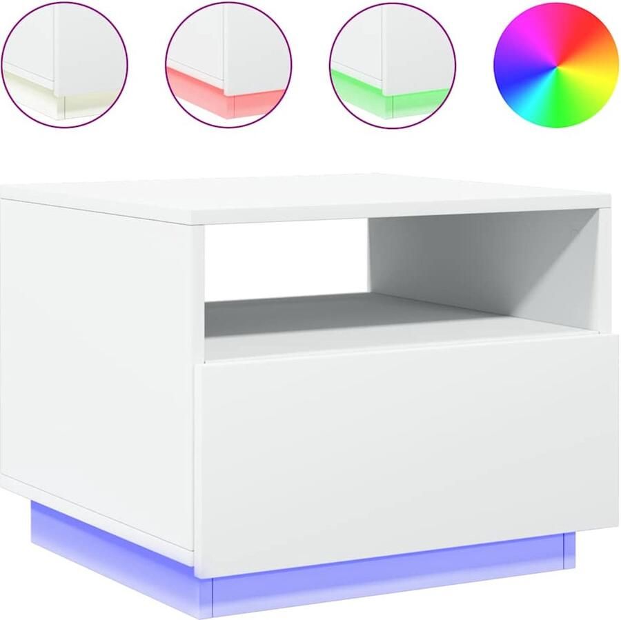 VidaXL Salontafel LED verlichting Wit 50x49x40 cm Salontafel Salontafels Bijzettafel Salontafel