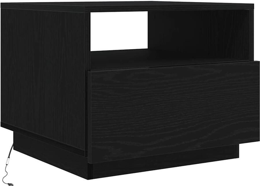 VidaXL Salontafel met LED-verlichting 50x49x40 cm zwart eiken