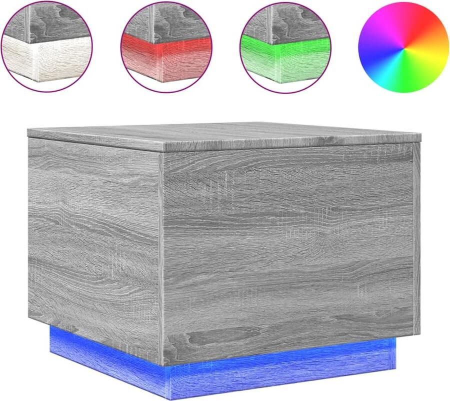 VidaXL -Salontafel-met-LED-verlichting-50x50x40-cm-grijs-sonoma-eiken - Foto 4