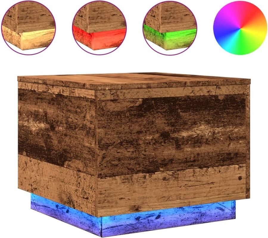 VidaXL Salontafel LED-verlichting 50x50x40 cm Salontafel Led Lamp Houten Salontafel Modern Design Tv Tafeltje Bijzettafel Multifunctioneel Meubel Living Room Furniture Lichtgevende Tafel Rgb Verlichting