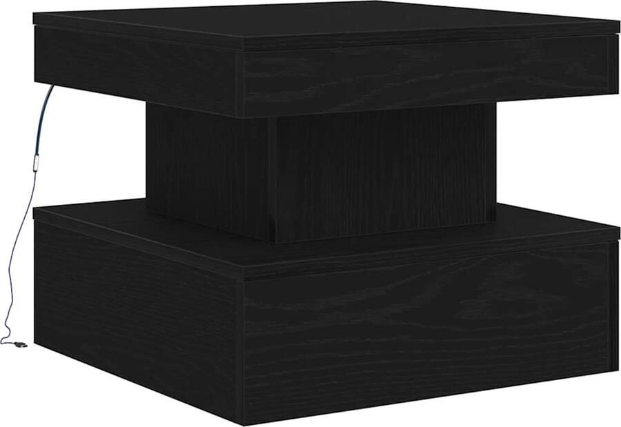 VidaXL Salontafel met LED-verlichting 50x50x40 cm zwart eikenkleurig - Foto 2