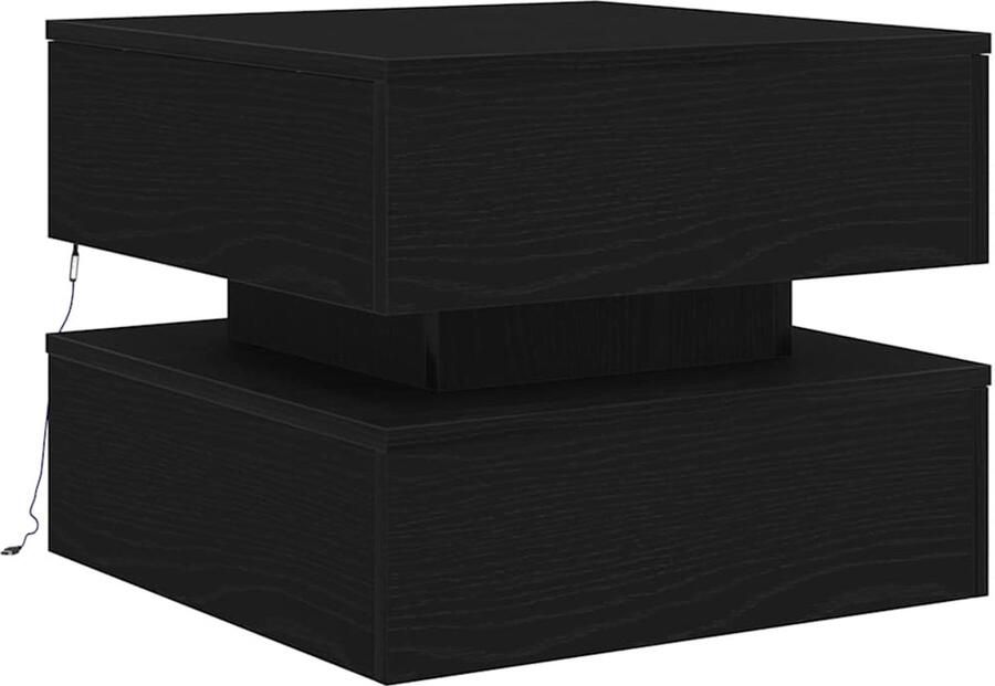 VidaXL Salontafel met LED-verlichting 50x50x40 cm zwart eikenkleurig - Foto 4