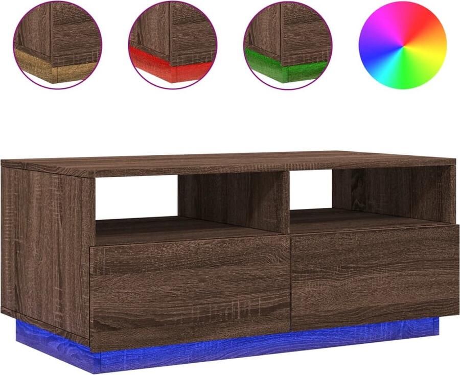 VidaXL -Salontafel-met-LED-verlichting-90x49x40-cm-bruineikenkleurig