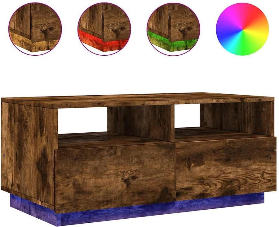 VidaXL Salontafel met LED-verlichting 90x49x40 cm gerookt eikenkleurig