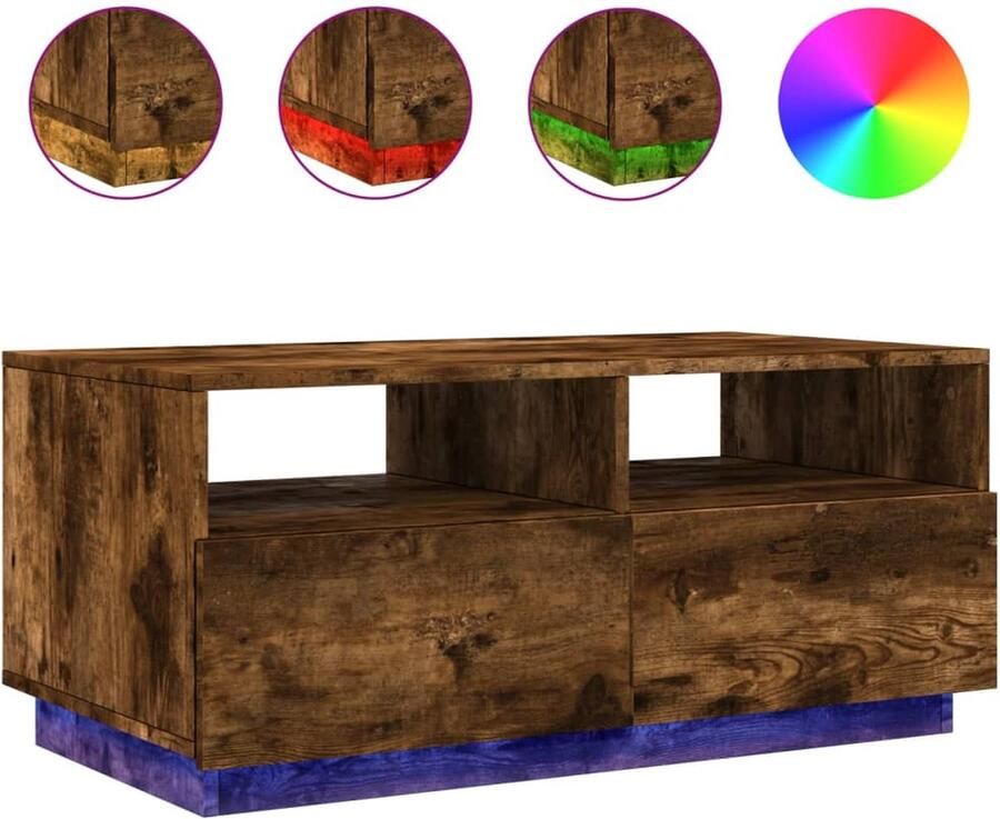 VidaXL -Salontafel-met-LED-verlichting-90x49x40-cm-gerookt-eikenkleurig