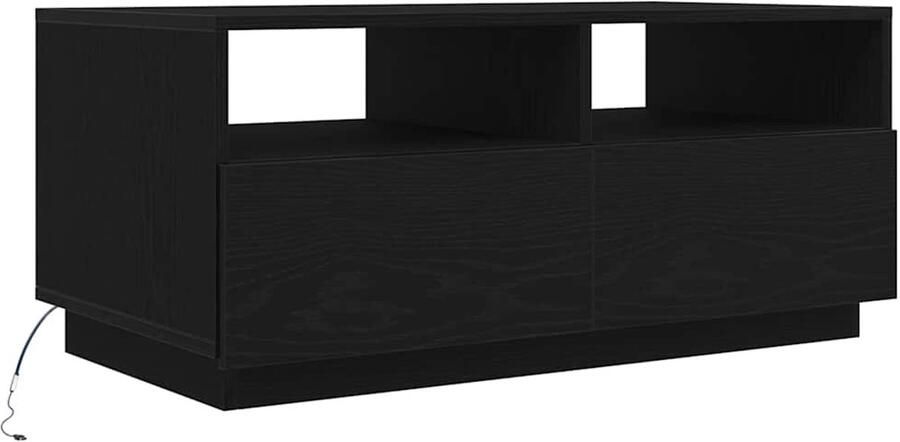 VidaXL Salontafel met LED-verlichting 90x49x40 cm zwart eiken