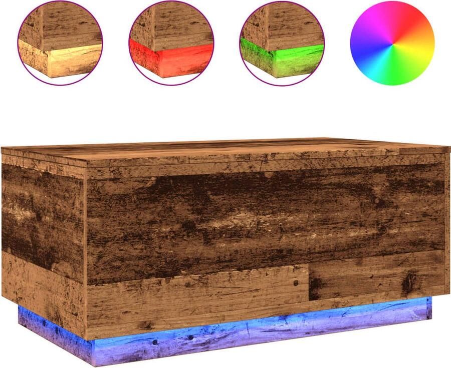 VidaXL Salontafel met LED-verlichting 90x50x40 cm oud houtkleurig