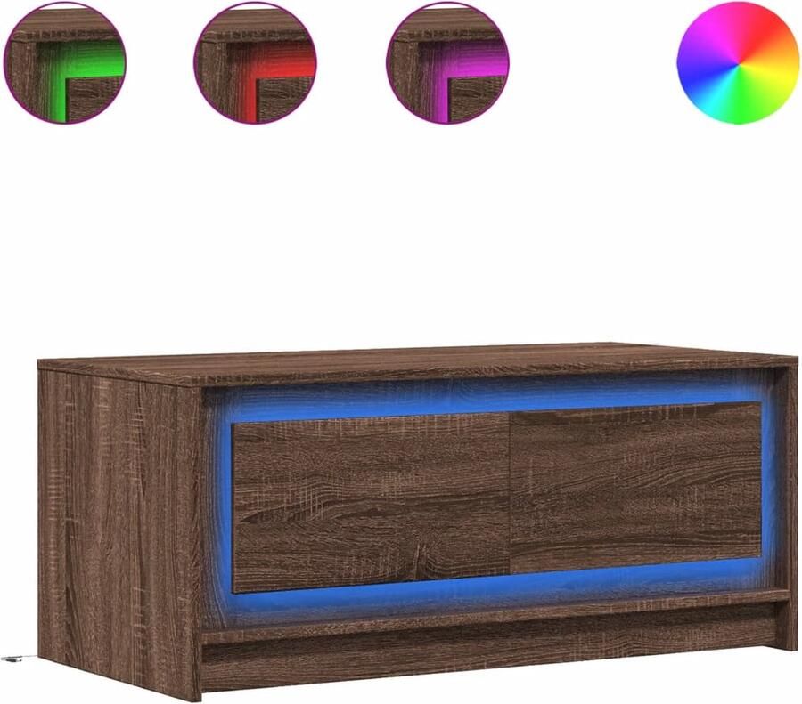 VidaXL Salontafel met LED-verlichting bewerkt hout bruin eikenkleur