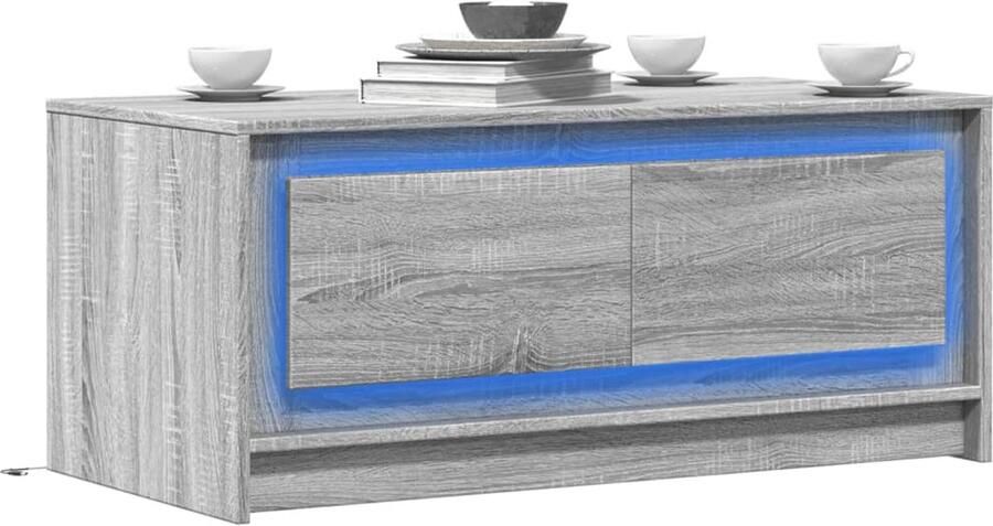 VidaXL Salontafel met LED-verlichting bewerkt hout grijs sonoma eiken